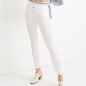 Madewell 9" Mid-Rise Button Front Skinny Jeans - Pure White - 30